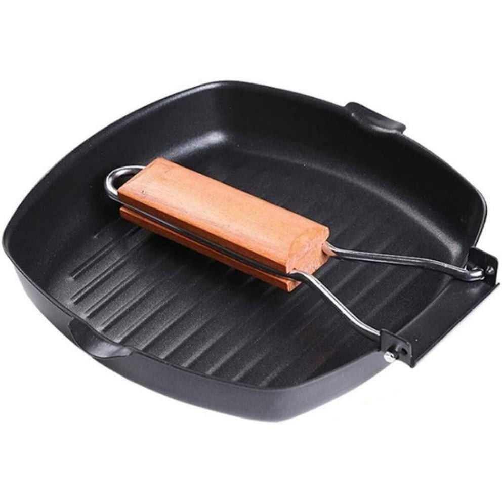 TEMU Sartén para Parrilla Antiadherente con Mango Plegable, Sartén Para de Acero Al Carbono, para Todo Tipo , Incluida Inducción y puede Lavavajillas