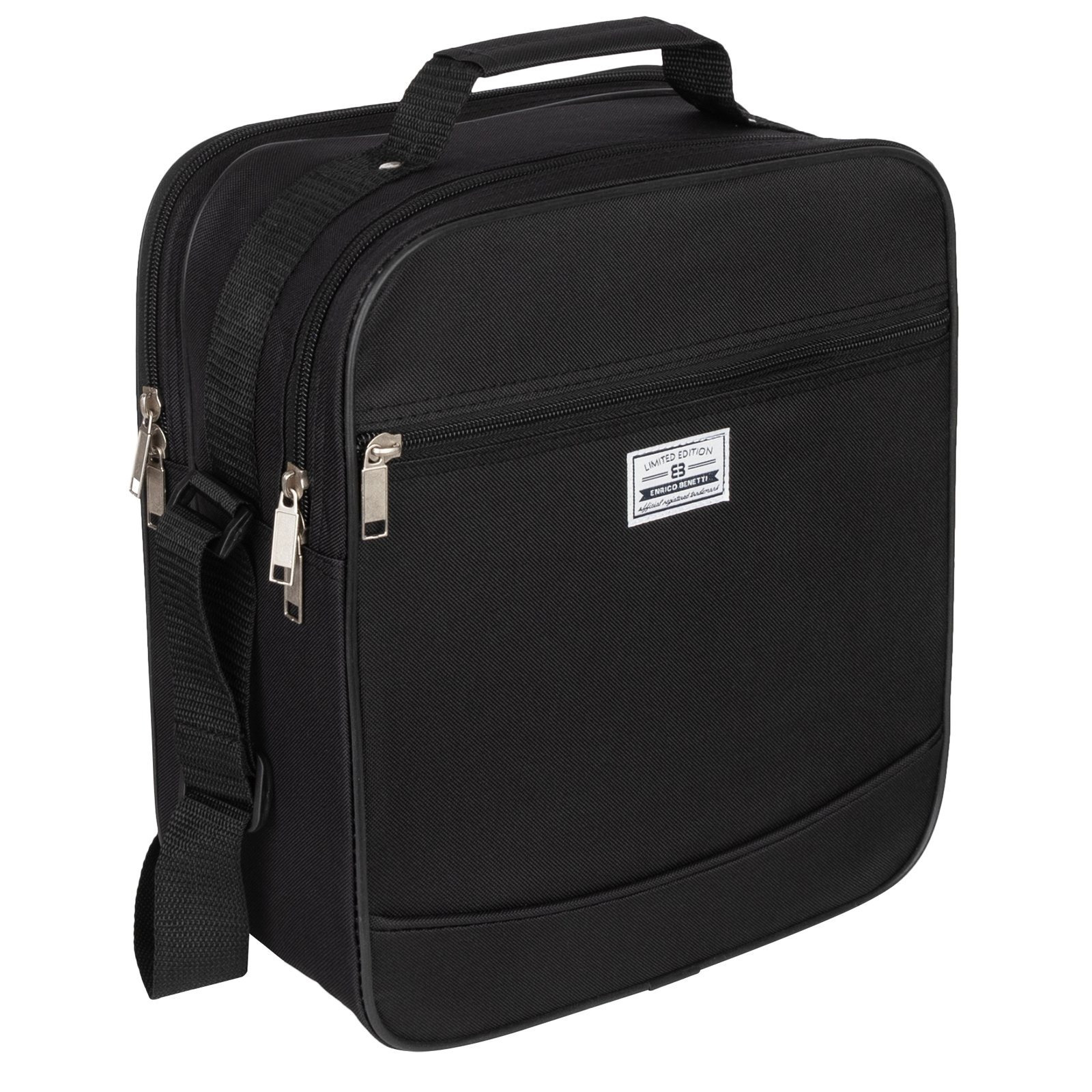 Men's Shoulder Bag Work Bag Enrico Black Vertical – 14l, A4, Trolley Holder, Polyester Bag 33cm X X 15cm