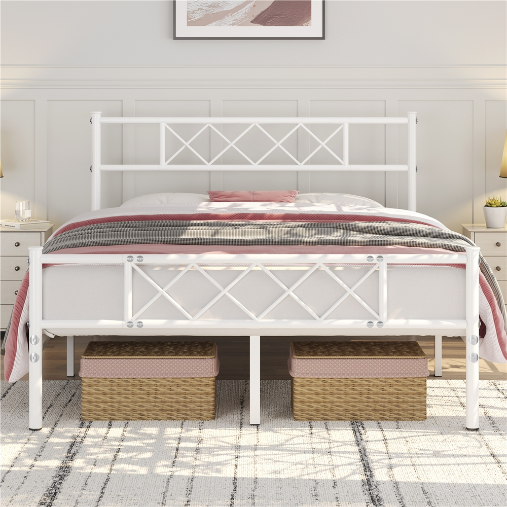 E-shop Costoffs Metallbett Bettgestelle mit Lattenrost Bettrahmen mit Kopfteil Gästebett Doppelbett/Einzelbett für Schlafzimmer Gästezimmer