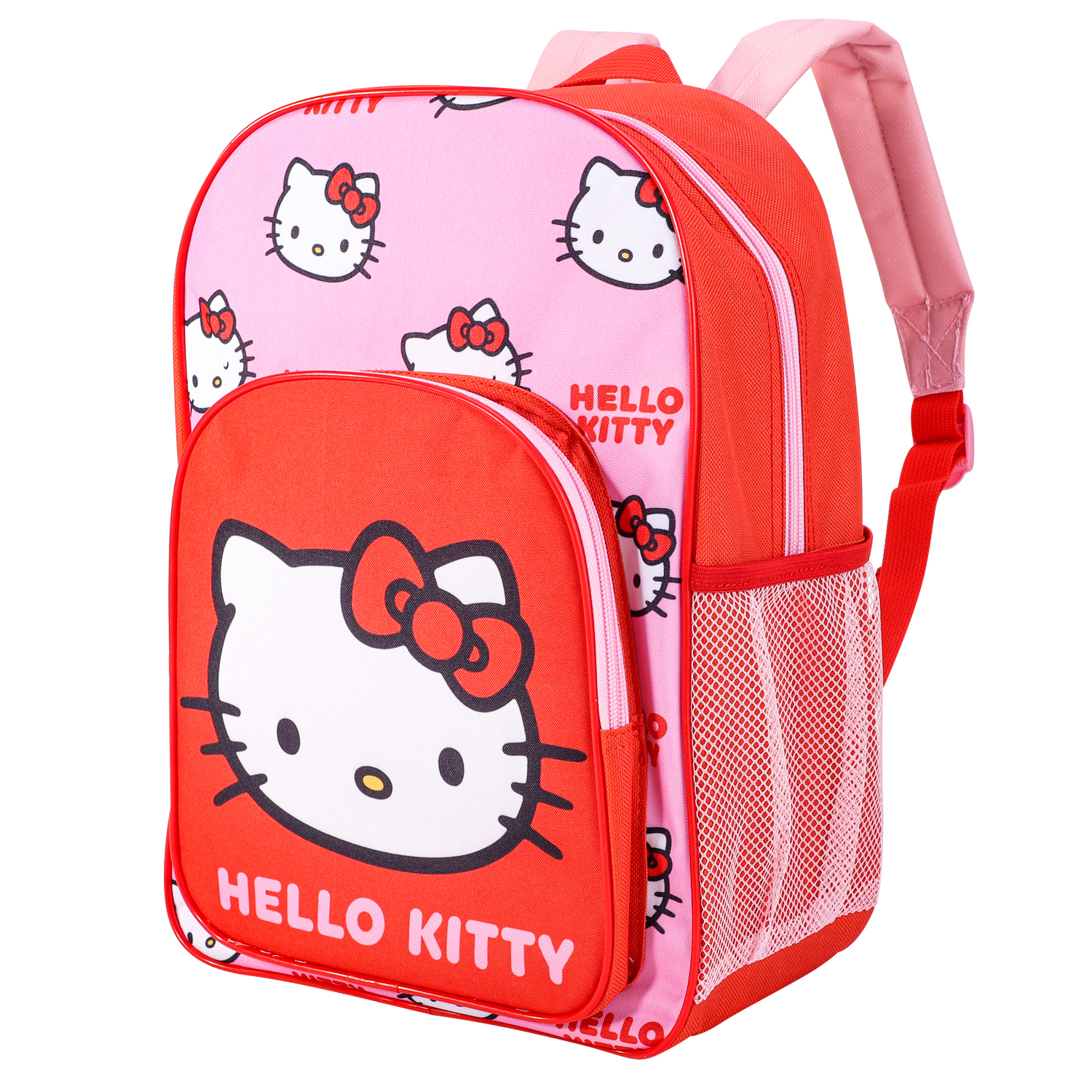 TEMU Hello Kitty Kids Childrens Premium Backpack School Rucksack Travel Bag With Side Mesh Pocket And Front Zipped Pocket