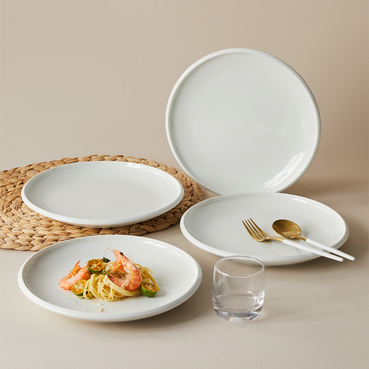 E-shop 4Stück,Ø25.4cm,10Zoll,Keramikgeschirr-Set, Dessertteller, Salatteller, Brotteller, Obstteller, westlicher Teller, Steakteller, Pastateller,