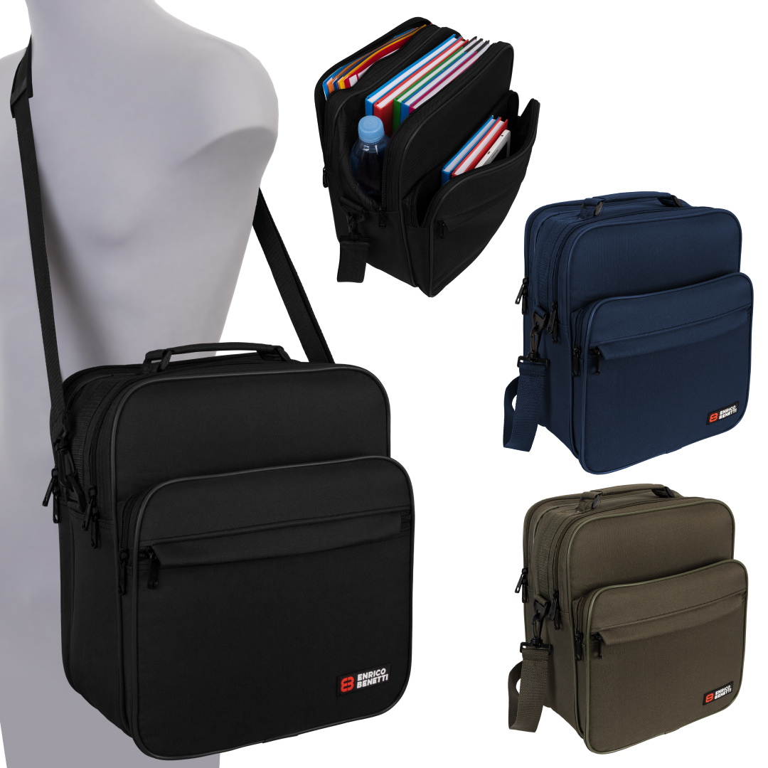 Image of Men's Messenger Bag Work Bag Bag 17l – Suitable For A4 Folder, Durable, With Trolley Attachment, Adjustable & Removable Shoulder Strap, Business , 33cm X X 18cm, Blue Olive Black