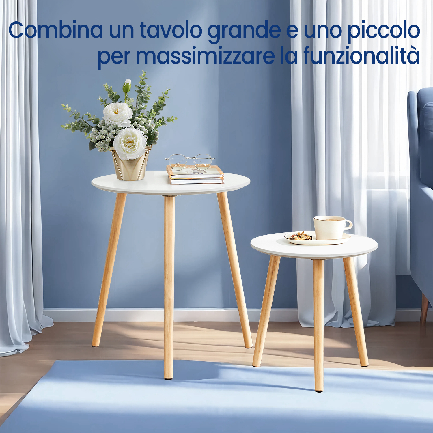 TEMU Tavolino , Tavolino Moderno Minimalista, Set da Caff癡 con Gambe in Legno di Pino, Stile Scandinavo, per Soggiorno Salotto Balcone, e Naturale