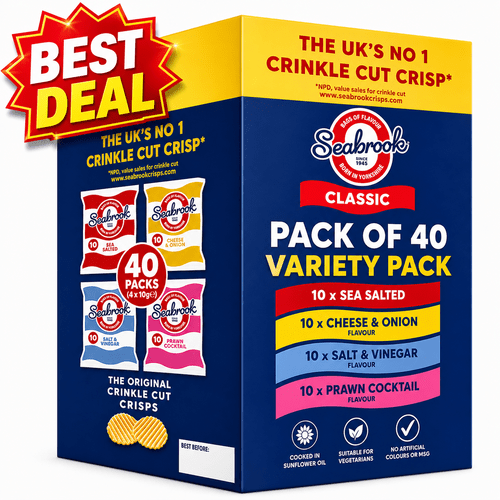 40 x 25g assorted of classic british crinkle cut vending on the go gluten free