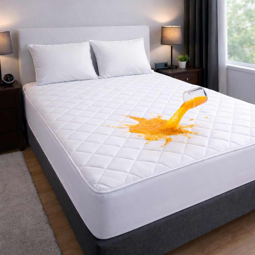 TEMU Acrali 100% Waterproof Quilted Mattress Protector - 4-layer Super Absorbent Design For premium Mattress Protection, Non-slip Extra Deep Fitted