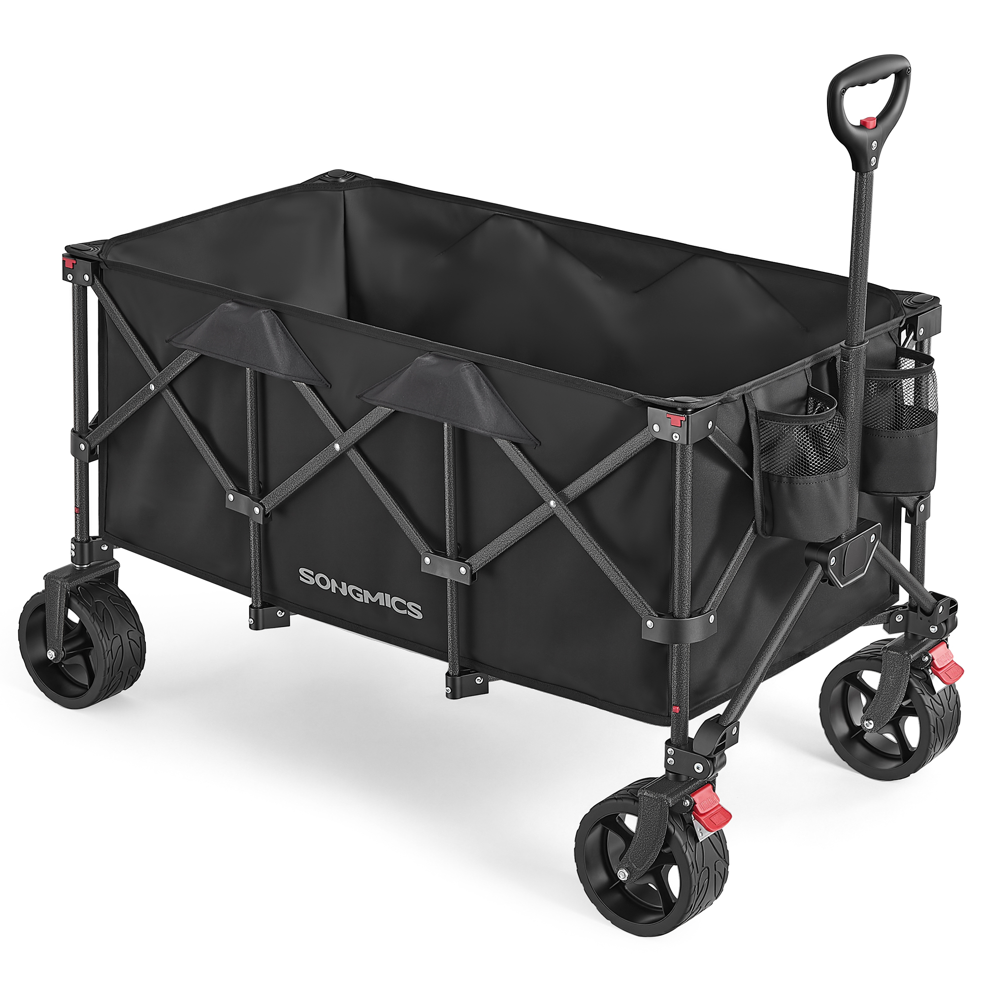 TEMU Foldable Trolley, Heavy Duty Cart, Camping Trolley For Outdoor, Large Capacity, Black, 53 X 100 X 98 Cm
