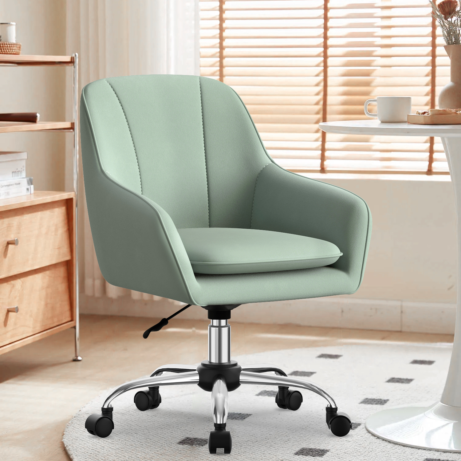 Image of Daynee Ergonomic Office Chair, Makeup Chair, Swivel Chair With Castors, Height-adjustable Home Office Chair, Makeup Chair 150 Kg, For Study,bedroom And Makeup Room