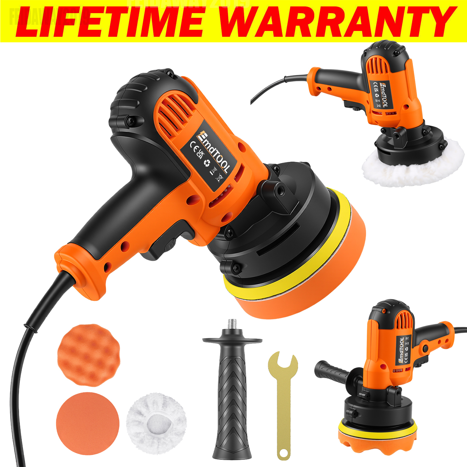 Car Polisher Buffer Polisher , Rotary Car Polisher Buffer Waxing Sander Machine With Side Handles, Buffing Pads, Variable Speed Electric Orbital Car Polisher