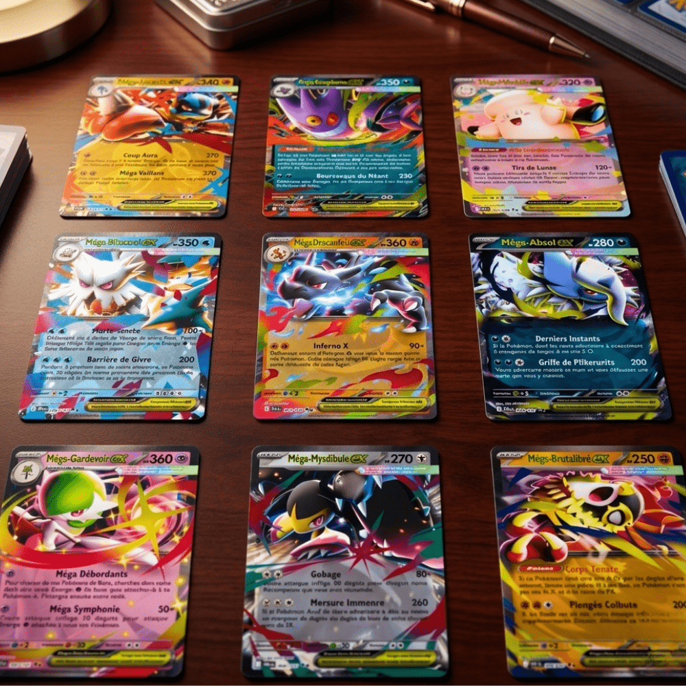 TEMU Lot de 5 Cartes Pokémon MEGA EX FR – Ultra – 100% – Garanti - Cartes aléatoires