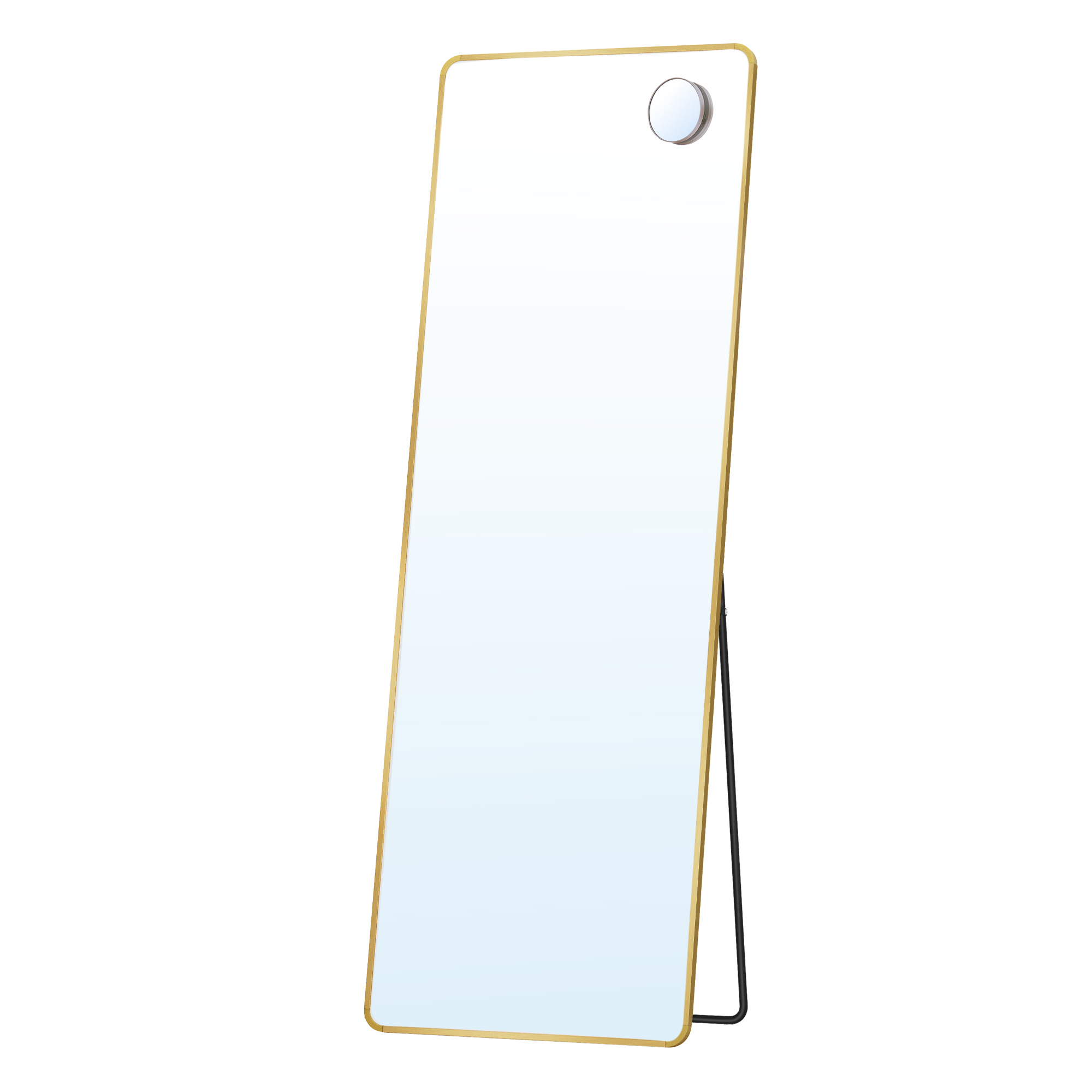 TEMU Specchio con Supporto e Specchio Ingranditore, Vetro Temperato, Rettangolare, Angoli Arrotondati, 160 x 50 cm, /