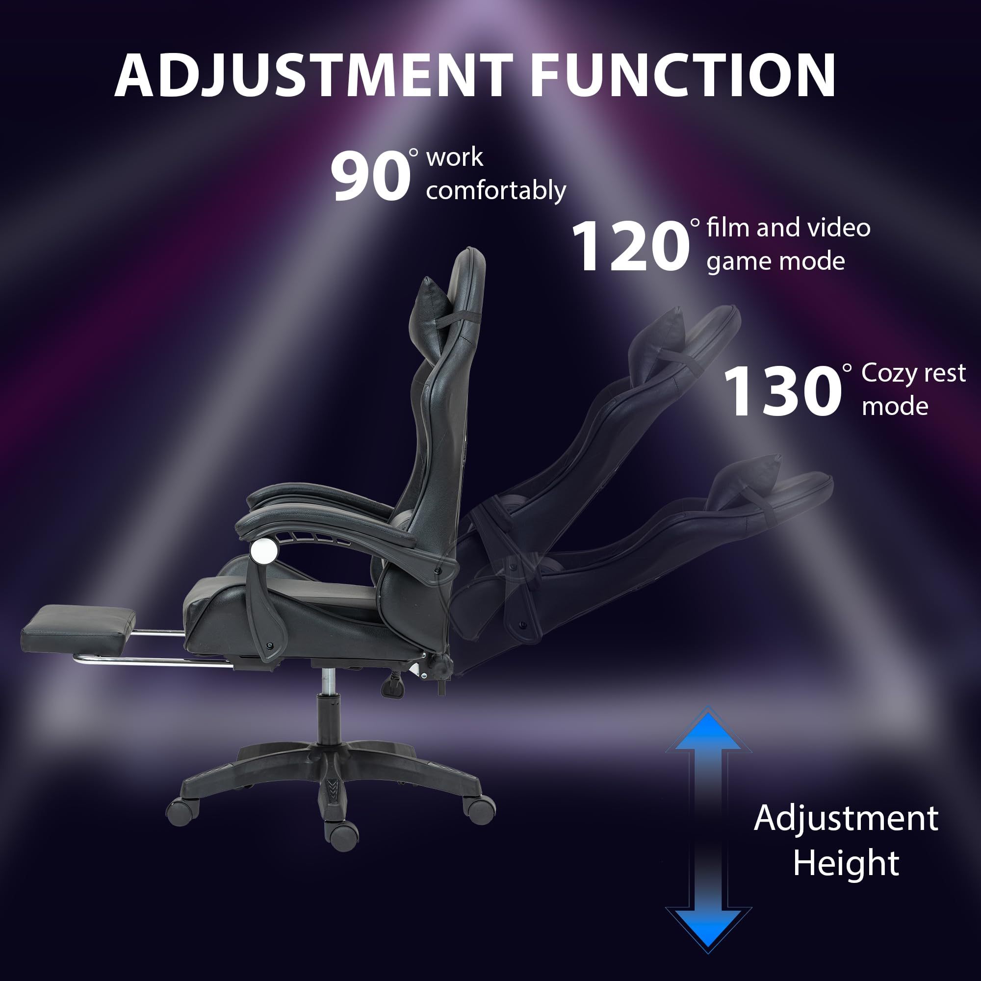 High Back Ergonomic Gaming Chair with Footrest