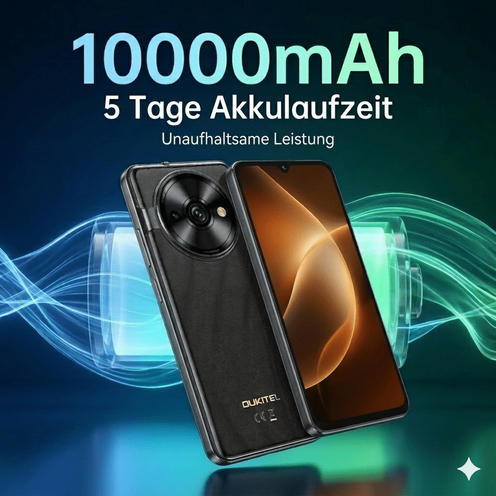 E-shop OUKITEL C59 Pro Handy ohne Vertrag 24 GB (8+16) RAM + 256 GB ROM, 15 Smartphone 10000 mAh Akku, 6,88-Zoll-Display, 13 MP + 5 MP Kamera, 120