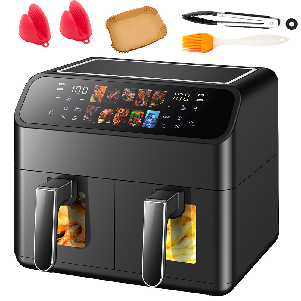 TEMU Air Fryer, 9l Air Fryer With Digital Display- Stainless Steel, Rapid Circulation & Double Door For Healthy Cooking