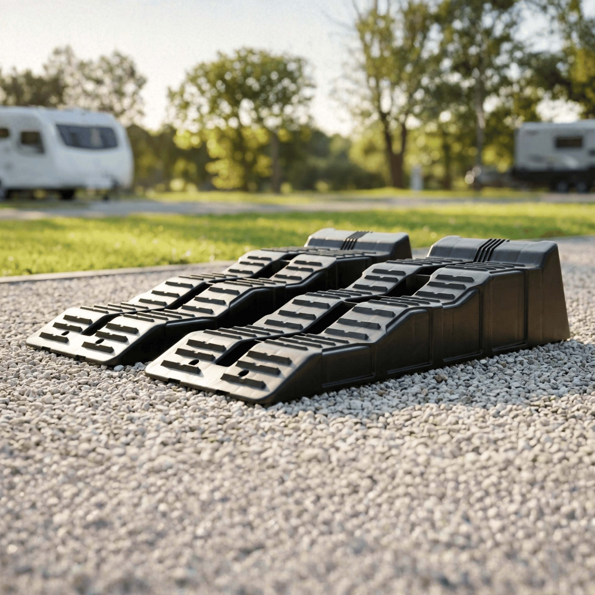 TEMU Heavy Duty Ramps (2 Pack) – 3 Step 40/70/100 Mm, Black, Wheel Chocks, Uv-resistant, 4t Capacity For Car, Van & Motorhome