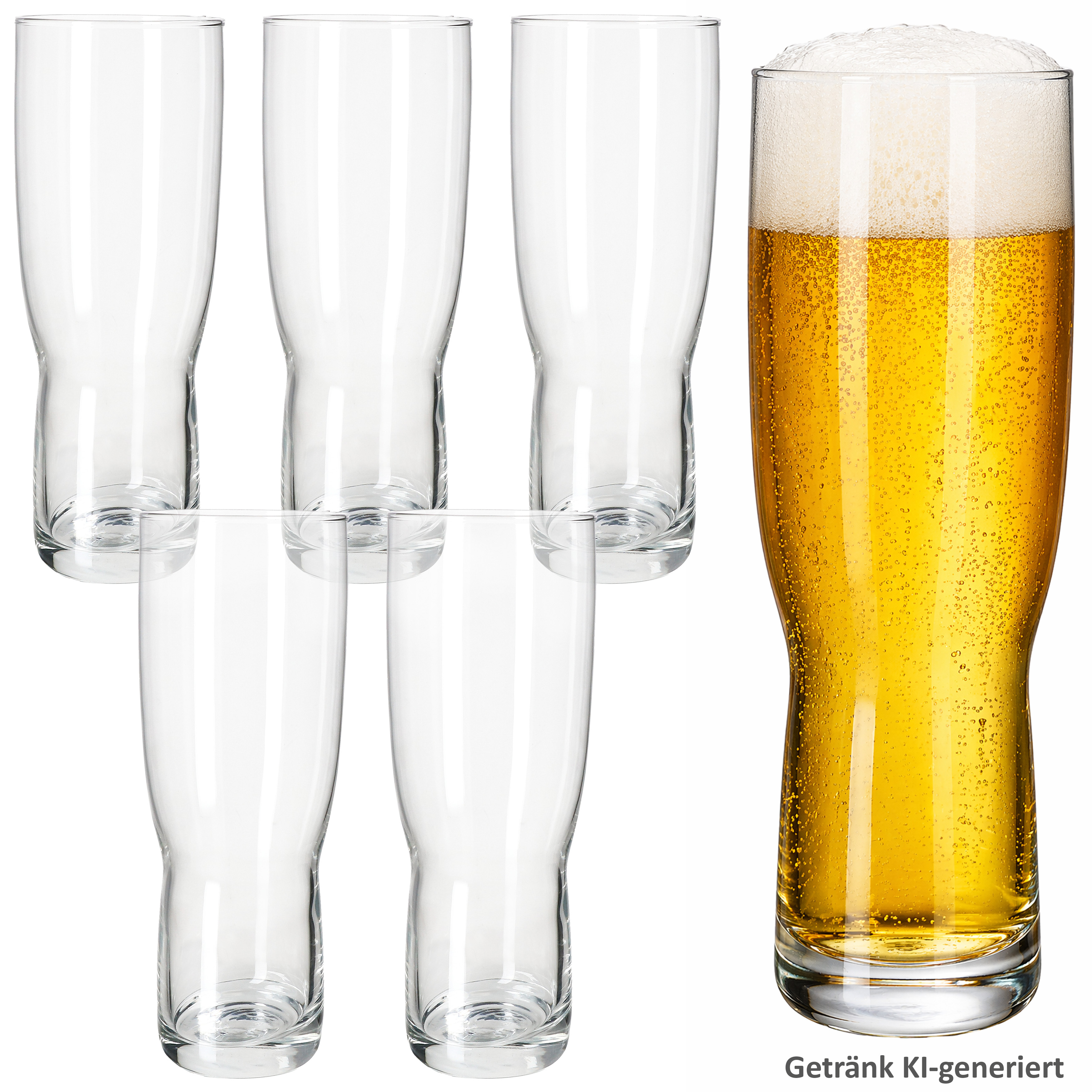 6x Beer Glasses 0.5l Pilsner Glass, Clear Slim Drinking Glass For Beer And Juice