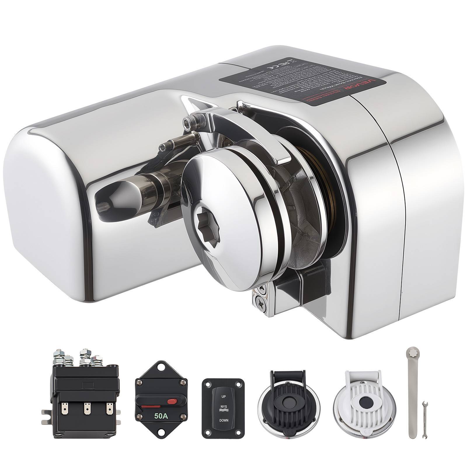Image of Horizontal Fishing Windlass, 12v 600w, Windlass Anchor Systems Fit For 1/4-inch Chain Or 9/16 & 5/8 Inch Nylon Rope, 573 Lbs, Steel Construction, For Boats 23- Ft