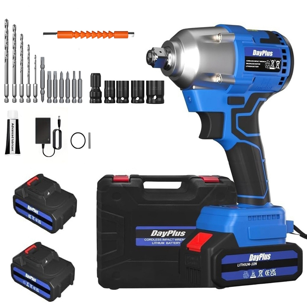 E-shop 21V Akku-Schlagschrauber mit Akku, bürstenloser 3-in-1 Schlagschrauber-Bohrer, 550 Nm, 3-in-1 Schlagschrauber-Bohrmaschine, 2500 U/min mit 5