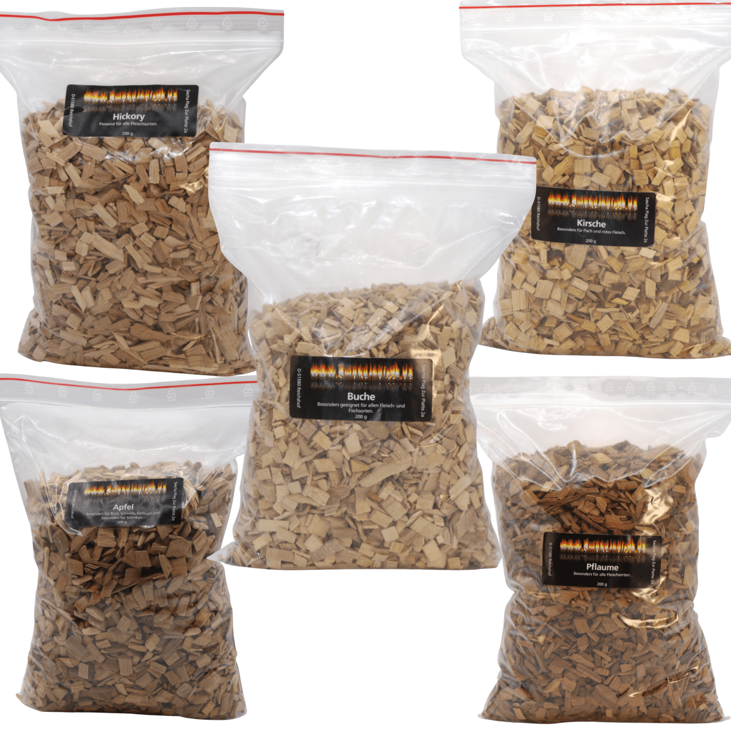 Smoking Chips – , , , Cherry & Plum 5×200 G – Bbq Wood Chips
