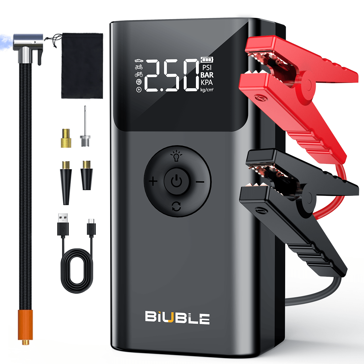 E-shop Autobatterie-Starthilfe, 8000A 12V Starthilfe mit Reifenaufpumper 150PSI Luftkompressor, tragbares Batterie-Booster-Pack, Starthilfegerät,