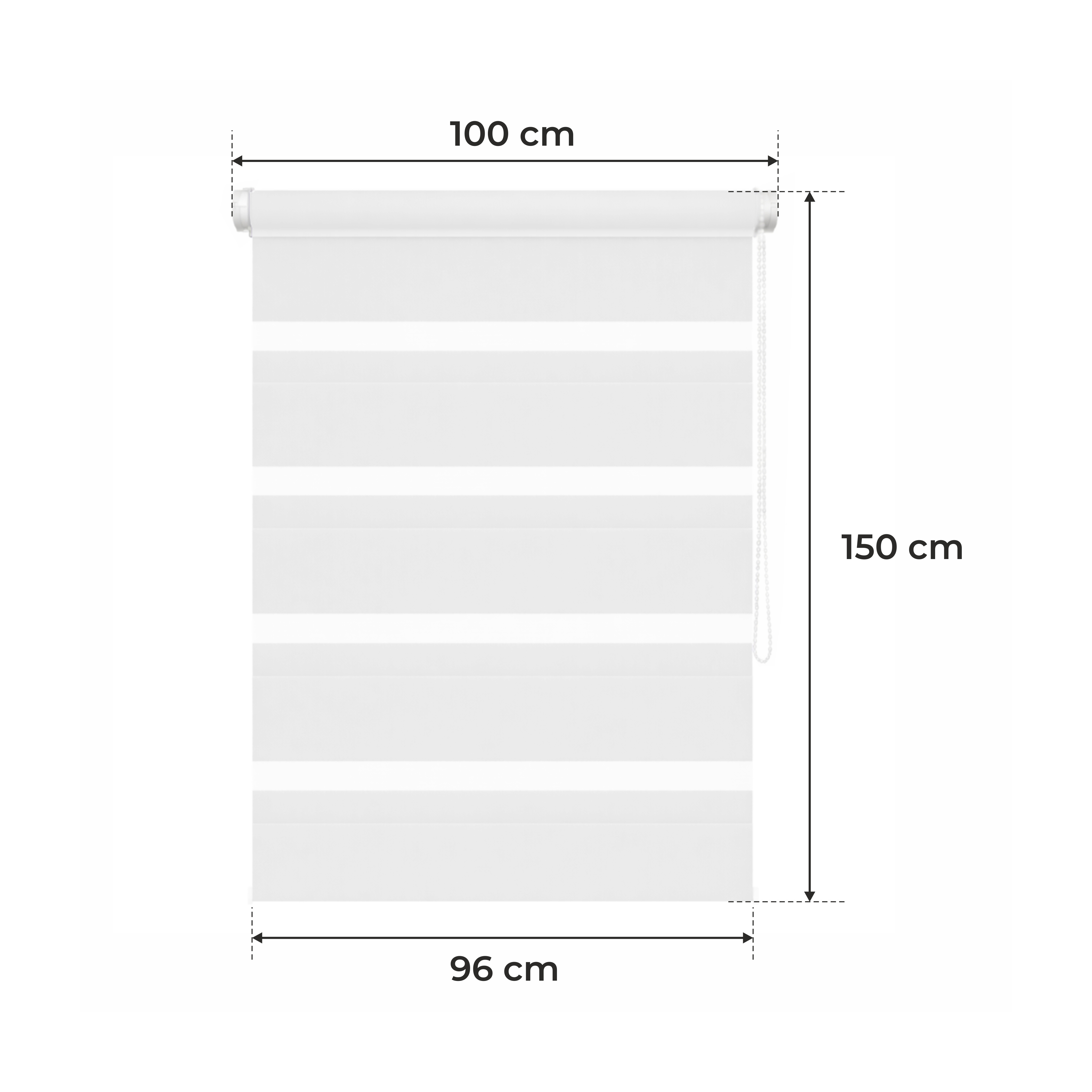 E-shop Tag- und Nachtrollo - WEIß - 32 Größen - TAG & NACHT - Nicht- Fensterinstallation, Kein Bohren Erforderlich, Kettenverstellung, Verstellbare
