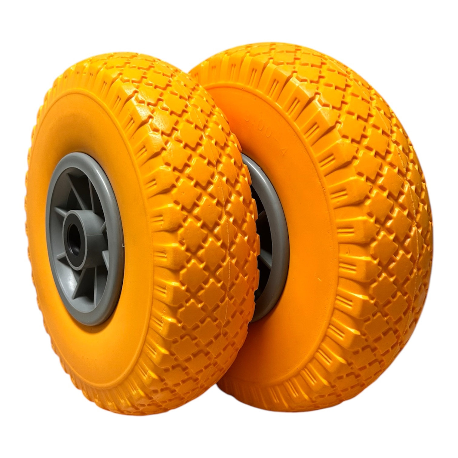 2pcs Of Pu Tires For Wheelbarrows, 3.00-4 Yellow/gray Tubeless Tires And Flat-free Wheels For Hand Carts