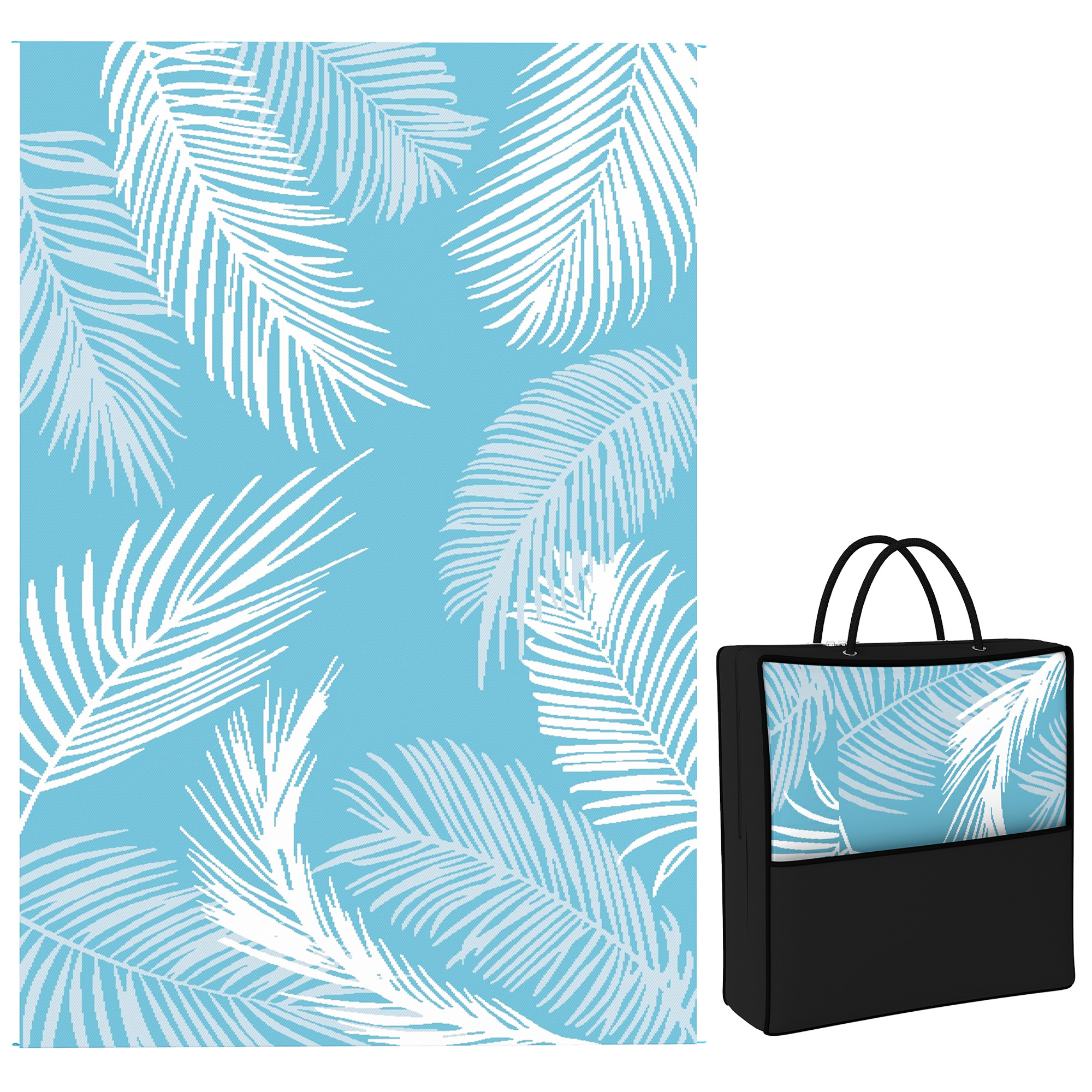 TEMU Outsunny Tapis d'extérieur réversible 274x182 cm, tapis de sol en PP, portable et aux intempéries, sac de transport , pour terrasse, patio,