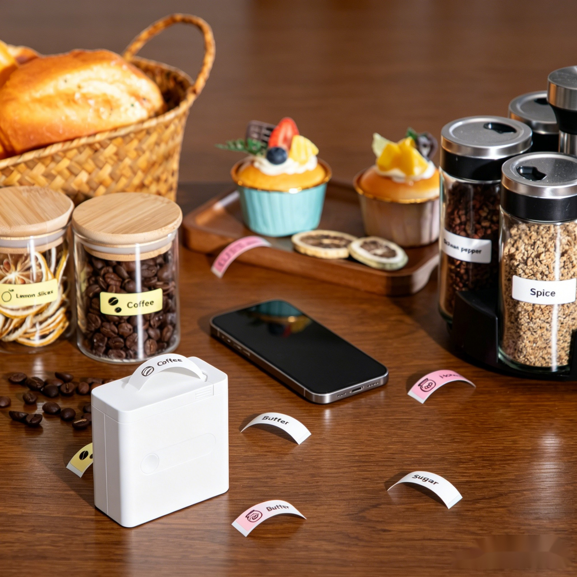 E-shop Tragbarer Thermodrucker (inkl. 1 Etikettenrolle), kabelloser Mini-Etikettendrucker, kompatibel mit Smartphones. Ideal für Geschenkanhänger,