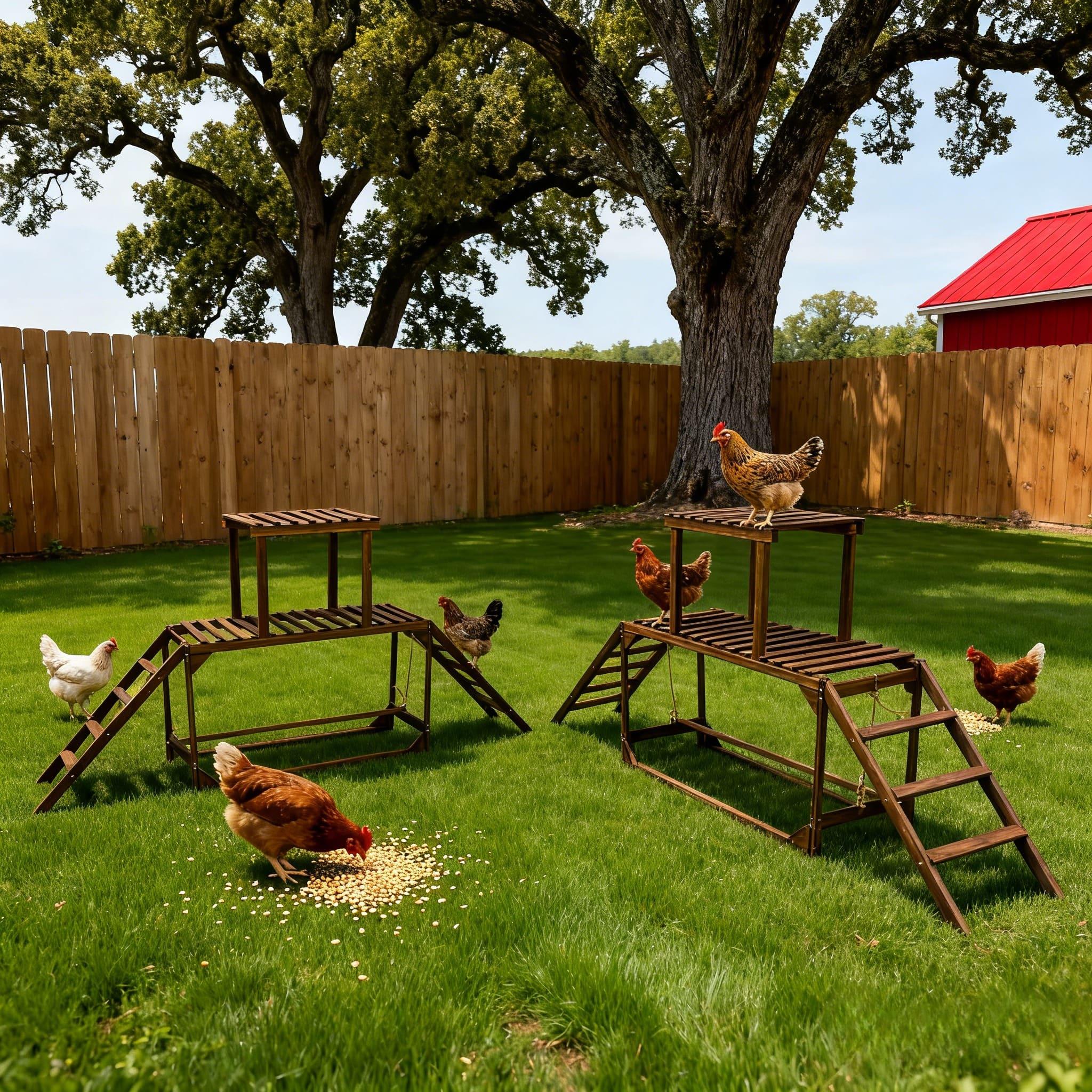 A Sturdy Wooden Chicken Perch - Chicken Perch Swing, Pine Wood Chicken Roosting Bars With Swing Wooden Chicken Climbing Ladder Activity Play Toys For Pet's Healthy & Happy, For Backyard Farm