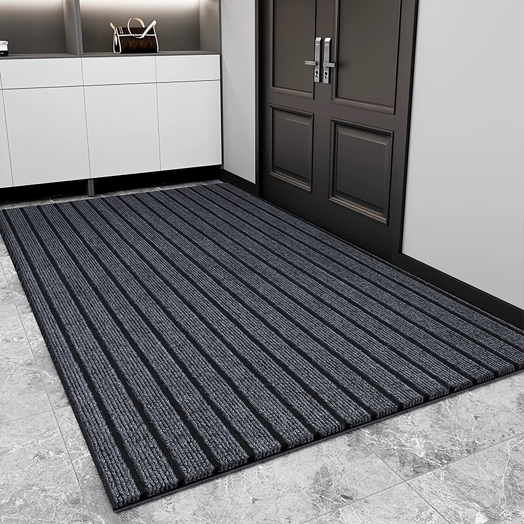 TEMU Paillasson d'entrée antidérapant, tapis de sol à rayures absorbant et anti-salissures avec en caoutchouc, tapis de imperméable pour entrée