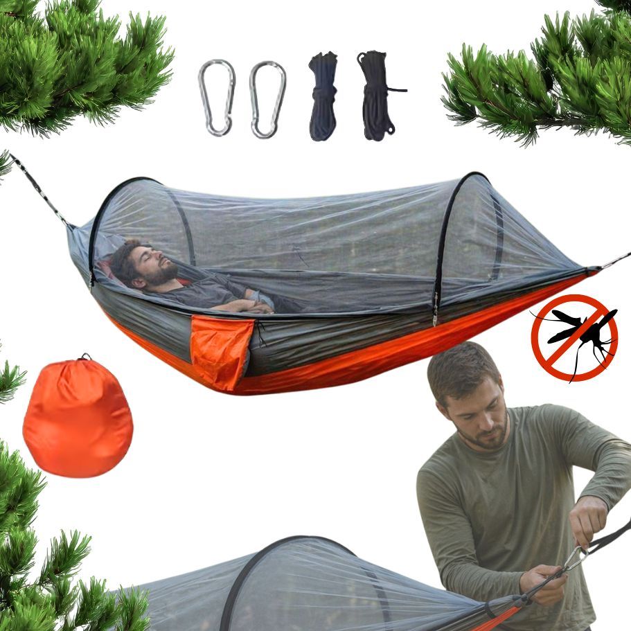 Image of -proof Outdoor Hammock, Portable Single And Double Hammocks, 260*140cm Travel Camping Hammock, Breathable Quick-dry Parachute Nylon Hammock, Suitable For Outdoor Backpacking And Hiking