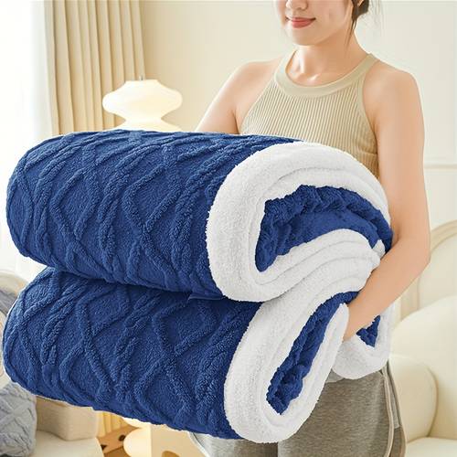 fleece throw blanket soft microfiber solid blankets for bed and couch all uk size dark blue