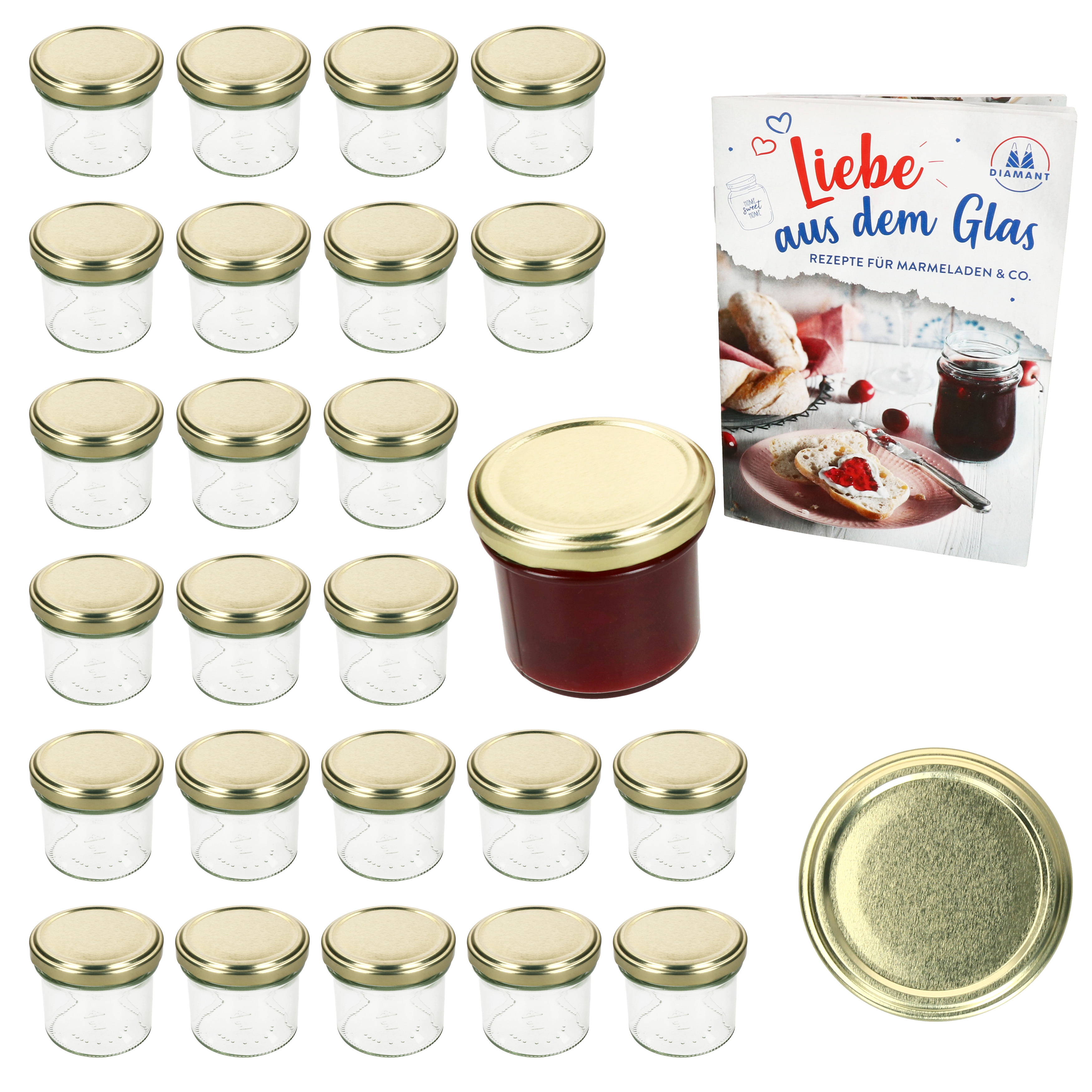 Image of 25pcs Set Of Tumbler Glasses 125 Ml With Golden Lid To 66 . Diamond Recipe Book