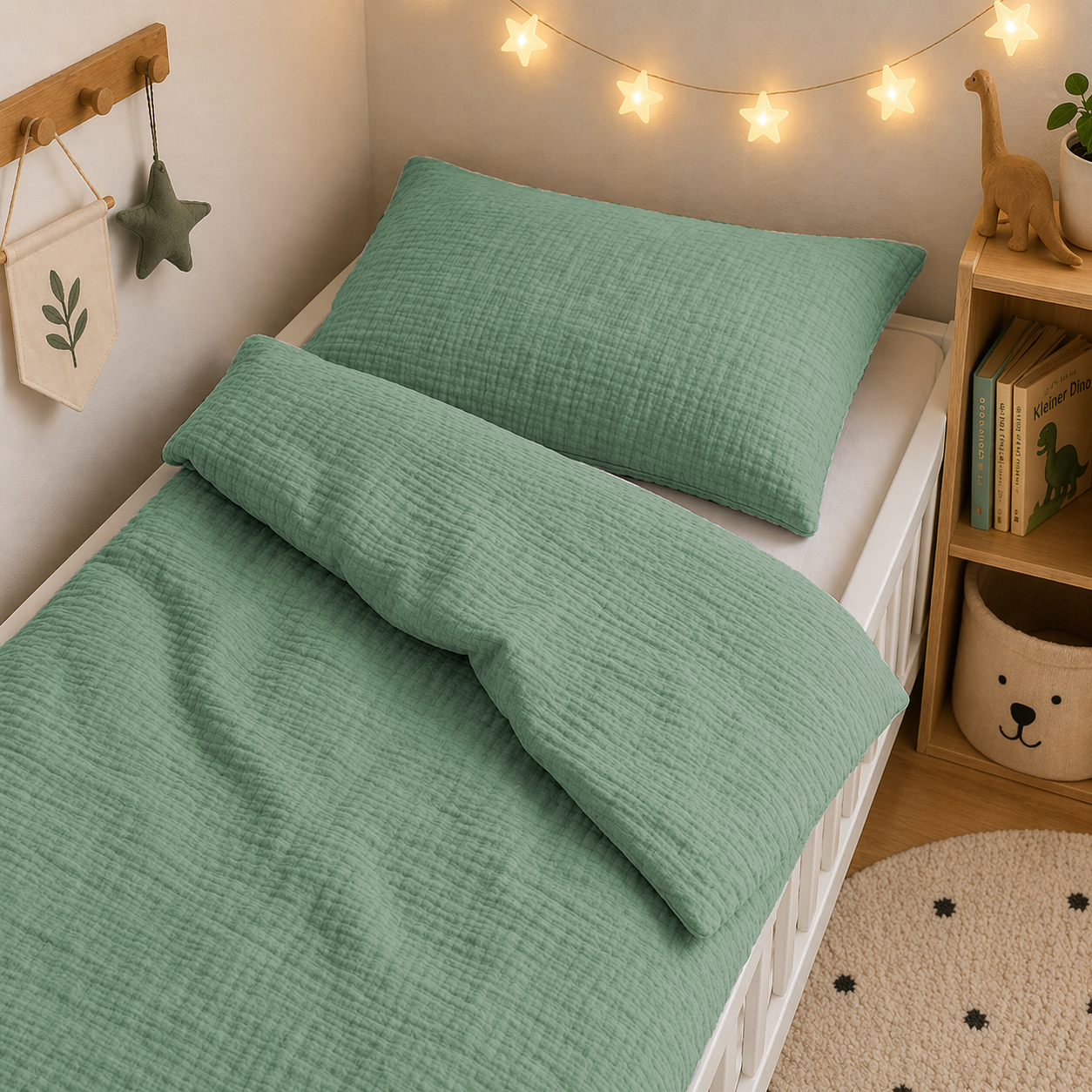 Image of Basatex Muslin Bedding Set 100x135cm - Children's Bedding 100% Cotton - For Children's Beds - Bedding With Zipper - Pillowcase 40x60 Cm