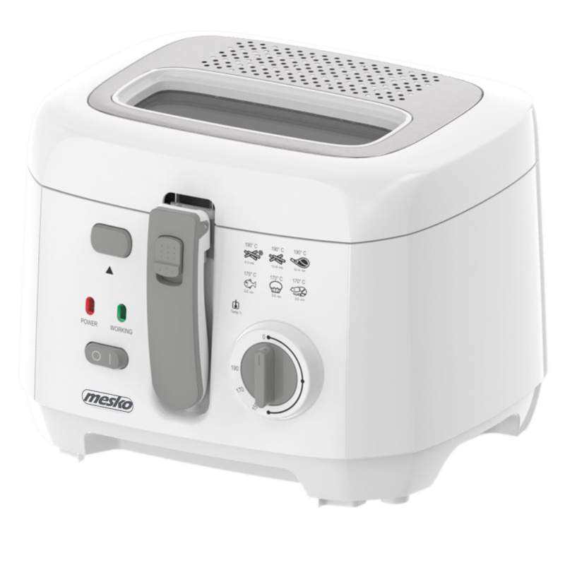 Mesko Ms 4908 G, 1800w, 2.5l, Temperature Control, White-silver-gray, Deep Fryer