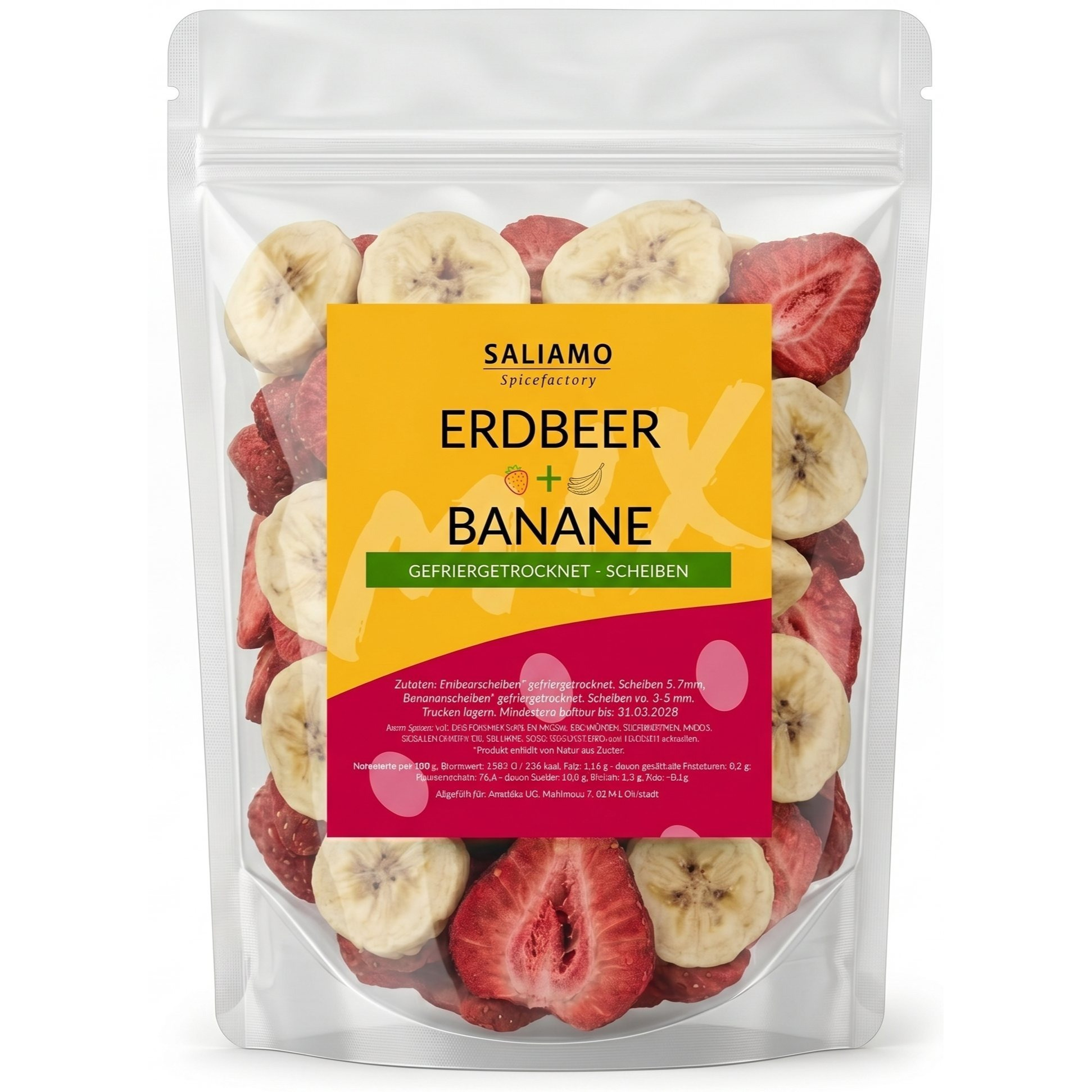 Image of Let's Get Out Frozen Dried Strawberries & Banana Slices - 200g - 100% Fruit Without Added Sugar – Crispy Fruit Mix For Muesli, Porridge & Snacks – Vegan-friendly