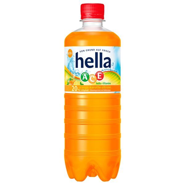 Image of 18 Bottles Hella Ace Orange Carrot Lemon, Including €4.50 Disposable Pet 0.75l Still Mineral Water