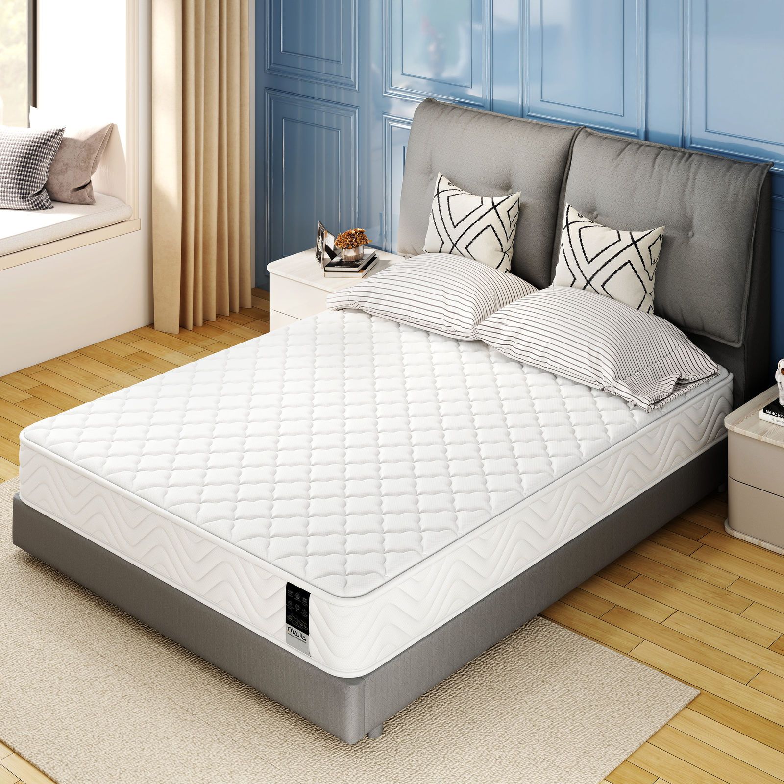 Box Spring Bed Mattress 140x200 Cm, Height 18cm, Double Bed Mattress, Medium-firm Hardness Grade H3, 7-zone Mattress 160x200 With High- Foam, Roll-up Mattress