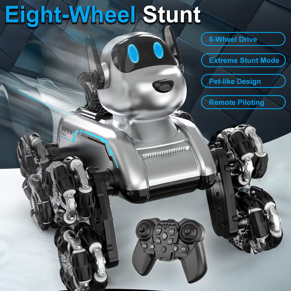Remote-controlled Robot Dog Toy For Kids, All-wheel Drive With Remote Control, 2.4 Ghz Remote-controlled Into Shapes, Stunt Rc Cars With Music And Light, Birthday Gifts For Children Aged 3-12