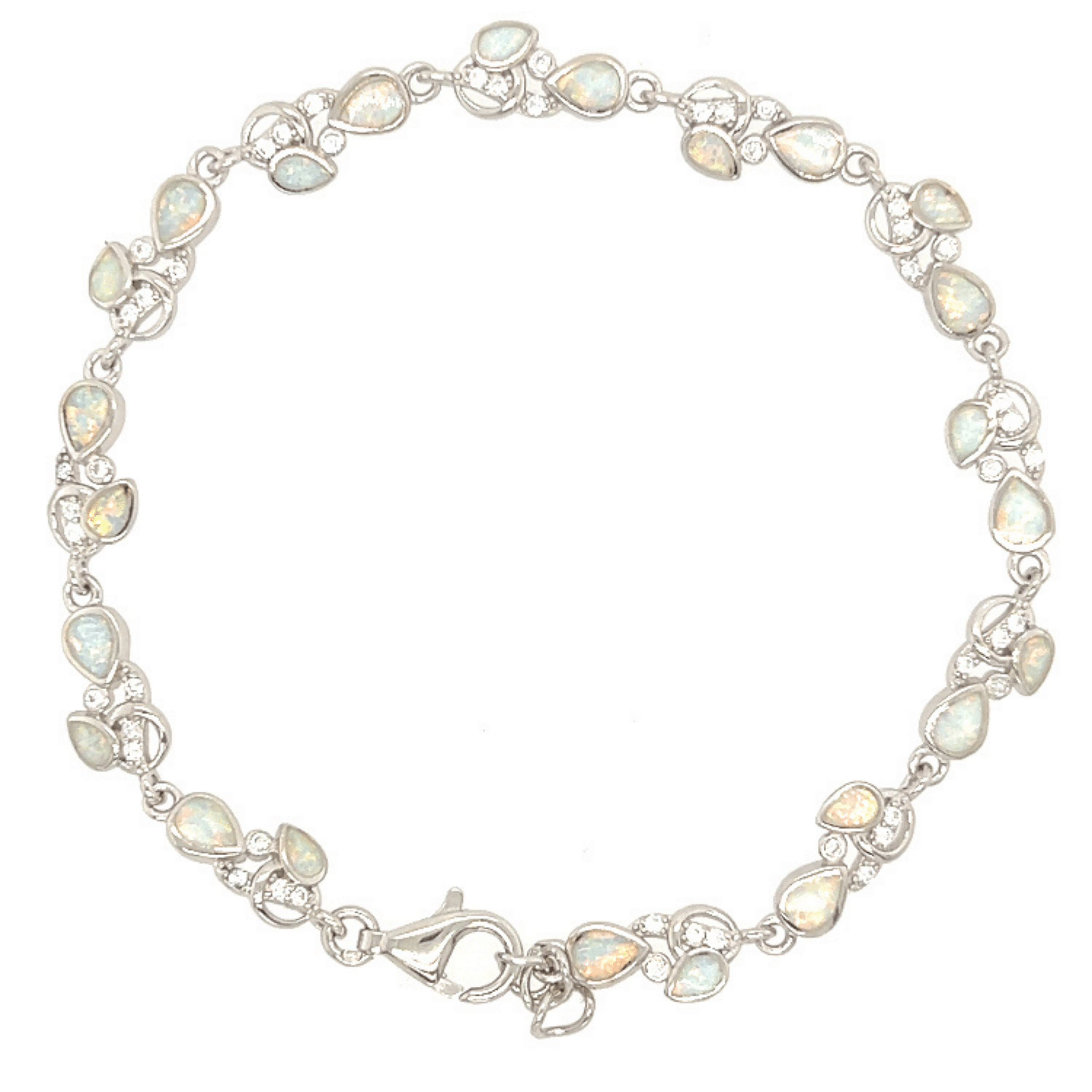 Image of Silver Bracelet With Small Opal And Zircons, 925 Trial