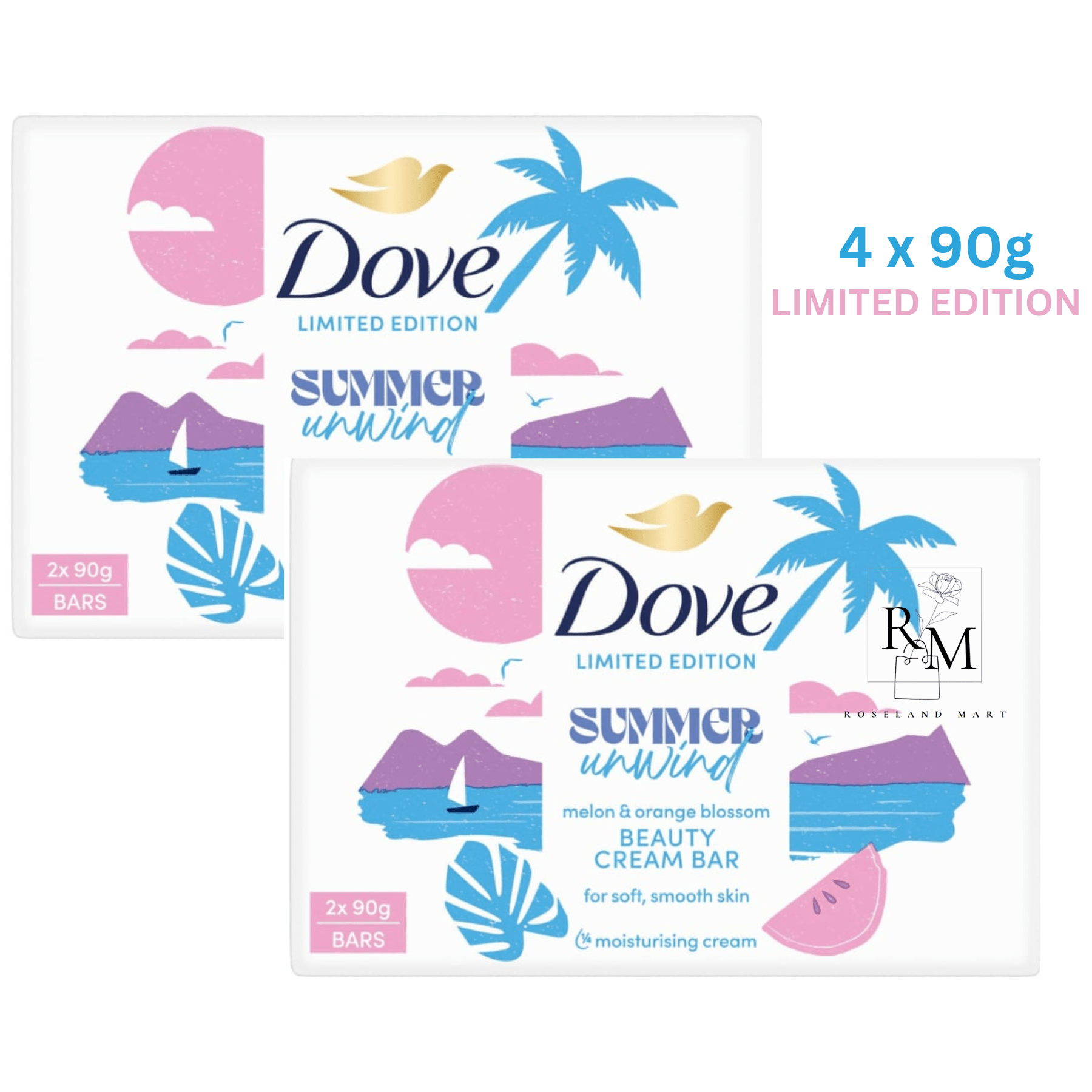 TEMU 4 X 90g Dove Edition Soap Bar - Summer Melon & Orange