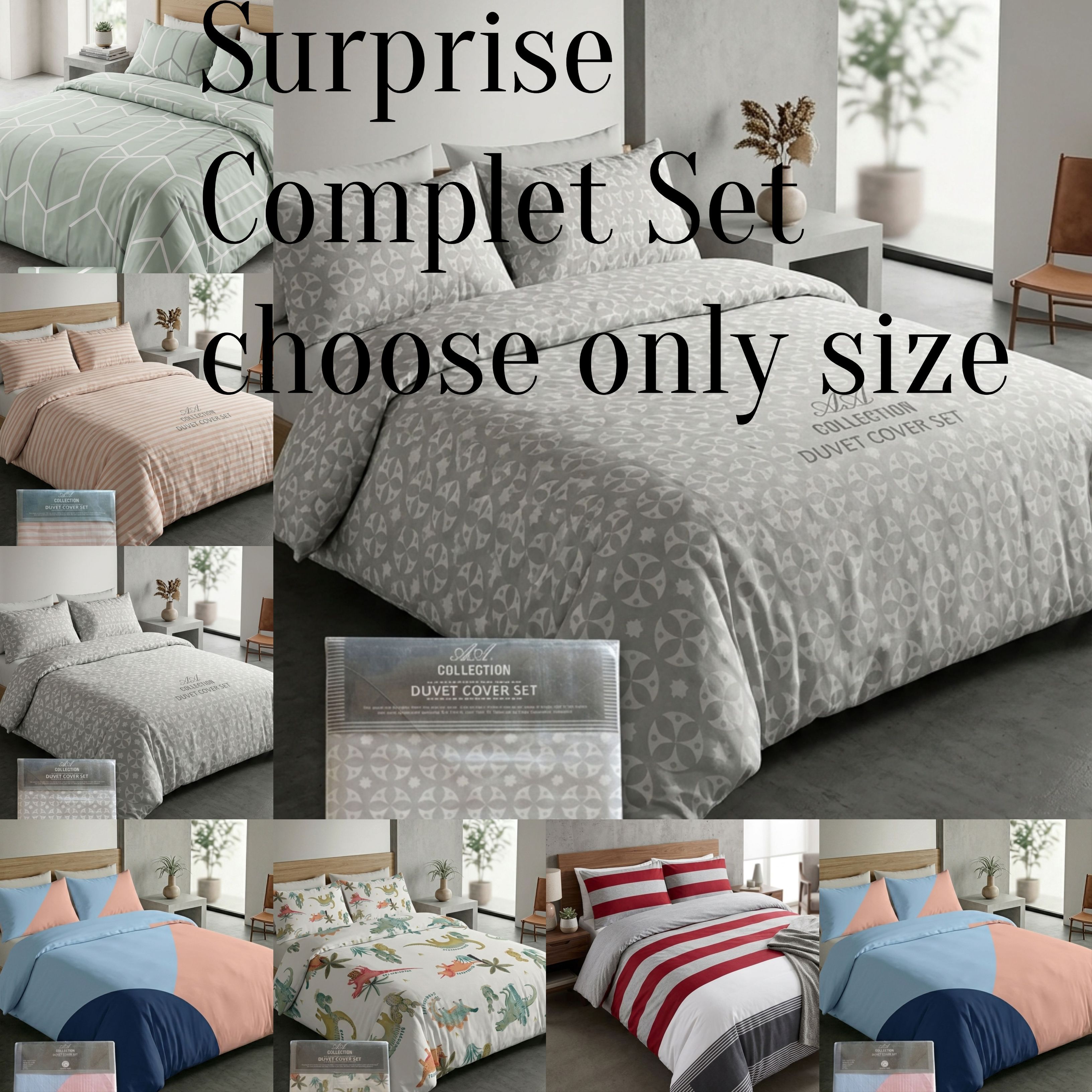 TEMU 4pcs Printed 100% Cotton Complete Set - Surprise Design Quilt Cover With Fitted Sheet & Pillowcases - Only Size And Send You Duvet Cover Any