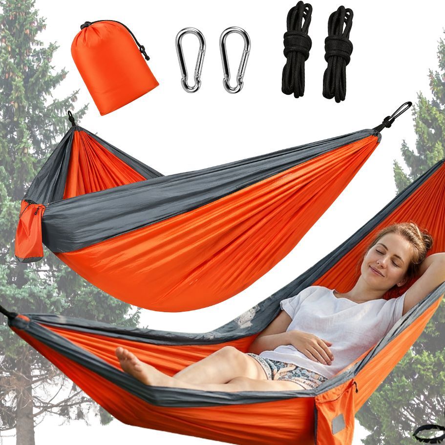 Image of Travel Hammock | 300kg Load Capacity, Breathable, Quick-dry | 2 X Premium Carabiners, 2 X Nylon Straps | Outdoor Indoor Garden