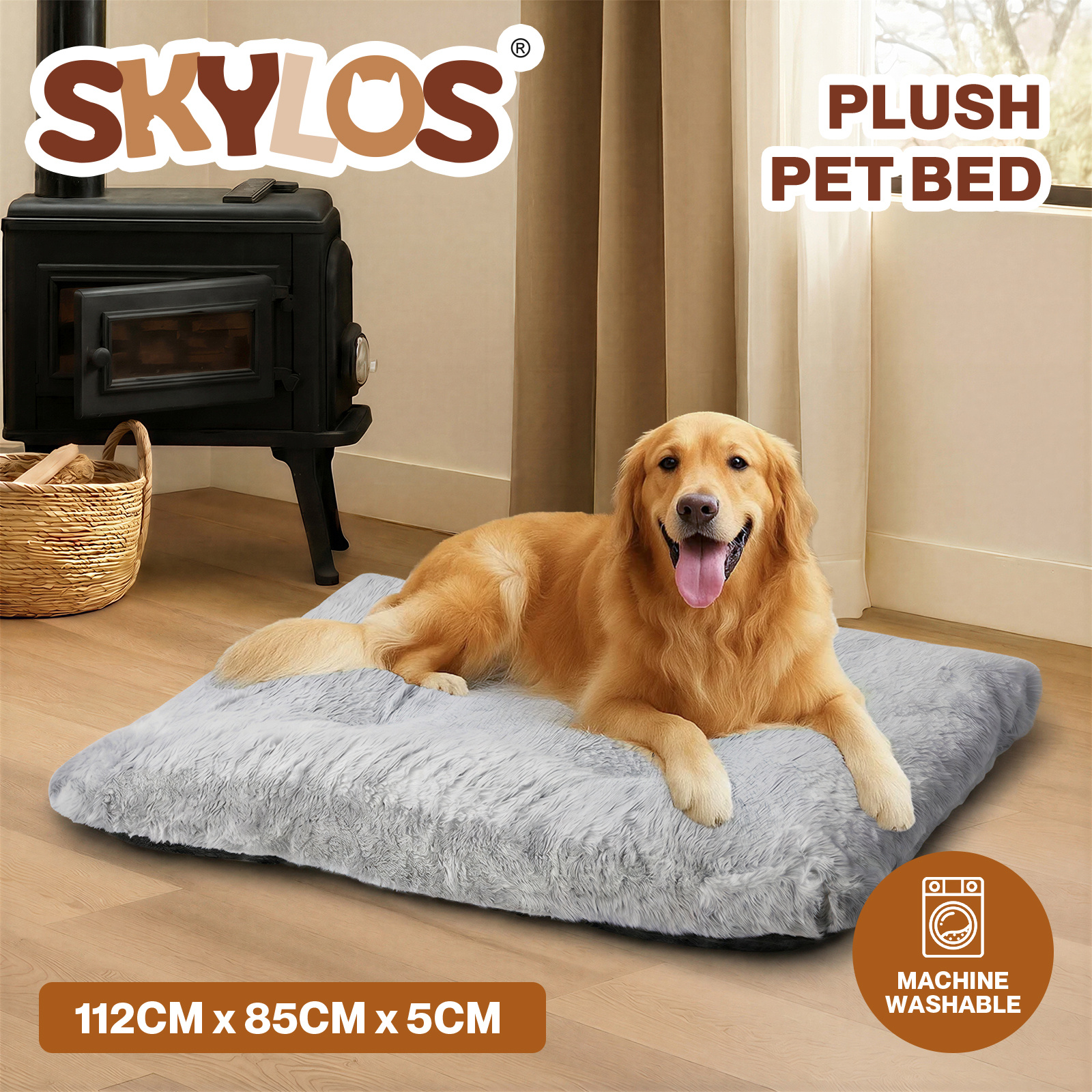 TEMU Large Dog Bed Mat, 112cm X 85cm Machine Washable Pet Cushion, Super Soft Plush Mattress For Crate, Sofa & Floor