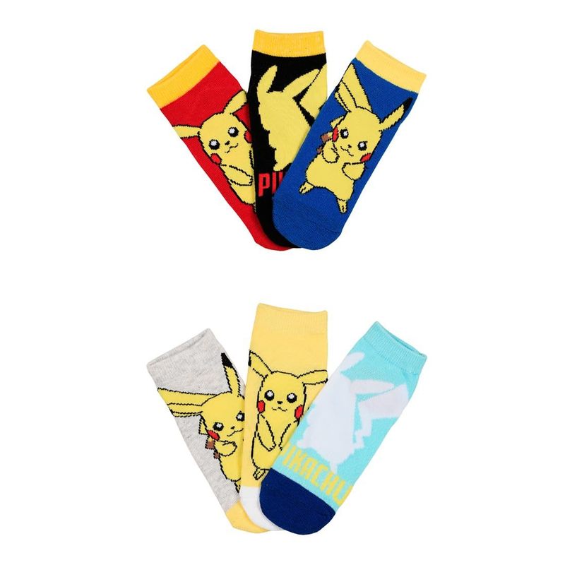 For Kids 6 Pairs Pikachu Boys'comfortable Short Socks With Motif