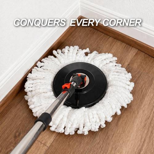 360 spin mop bucket set with wringer 2 microfiber heads extendable stainless steel handle easy mop for home kitchen bathroom