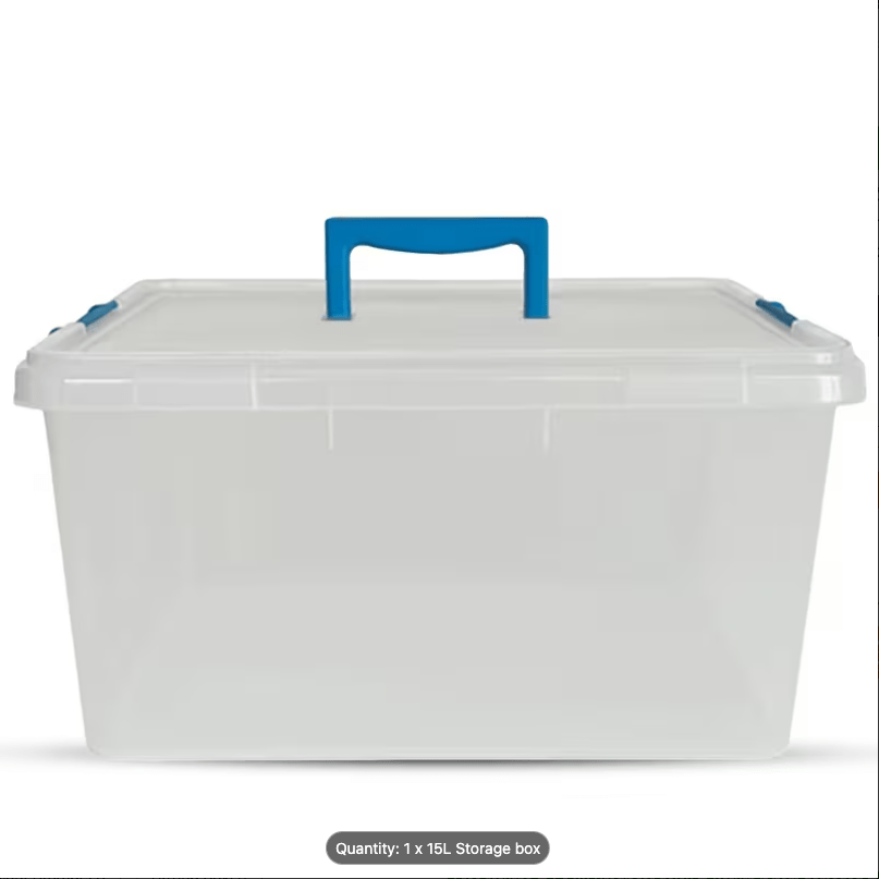 TEMU Heavy-duty Clear 15l Plastic Storage Box With Lid, Stackable Storage Container For Home, Office, Kitchen, Toys, And Goods, Secure Clip-lock Lid,