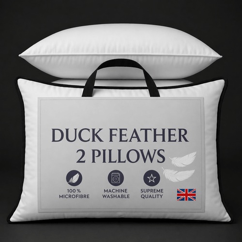 duck feather down pillows fluffy filled hotel quality 100 microfiber pack of 1 4 from local warehouse