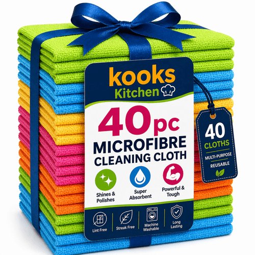 40pcs microfibre cleaning cloth set reusable absorbent cleaning towels for glass kitchen bathroom car polishing dusting multi use cloth 30x30cm uk brand local warehouse stock