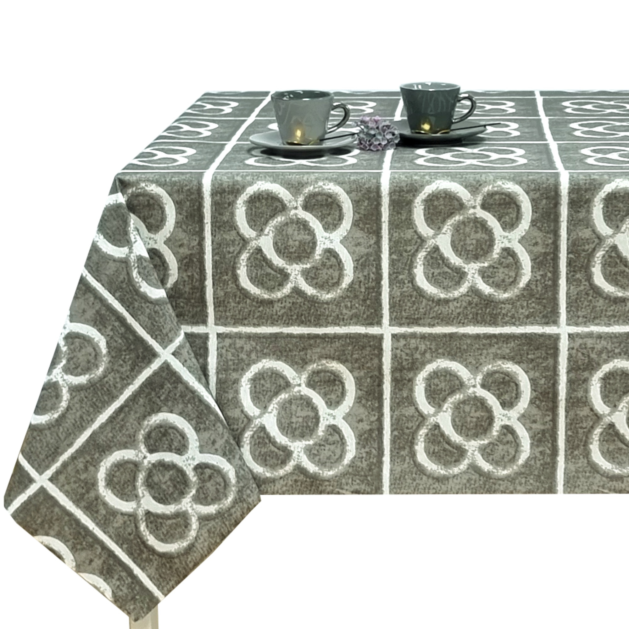TEMU Mantel de tela resinada antimanchas e impermeable, diseño panot en tono , fácil de limpiar, ideal para cocina y comedor