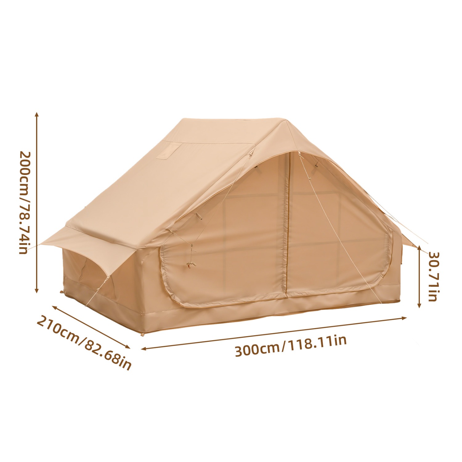 TEMU Inflatable Tents For Camping Easy Setup Outdoor Oxford Cabin Tent, Air Tent With Mesh Windows And Doors, 8 Person Glamping Tents With Stove Jack